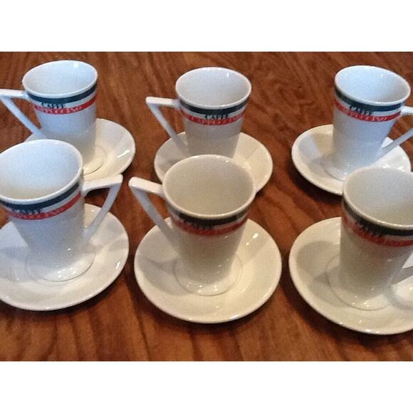 Levtov China 6 Piece Caffe cappuccino Set Cups And Saucers New - Picture 1 of 7